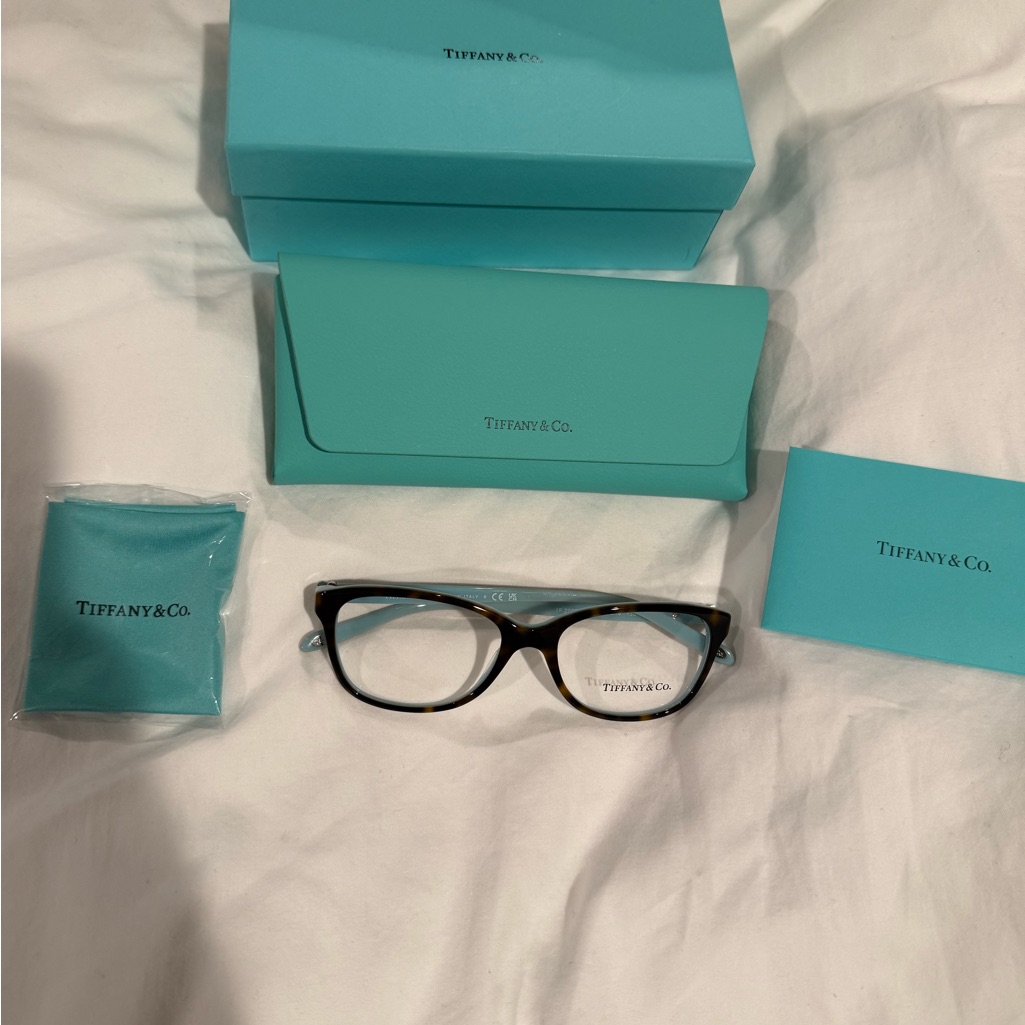 Tiffany & Co. Brown Tortoise Glasses With Tiffany Blue Inside.